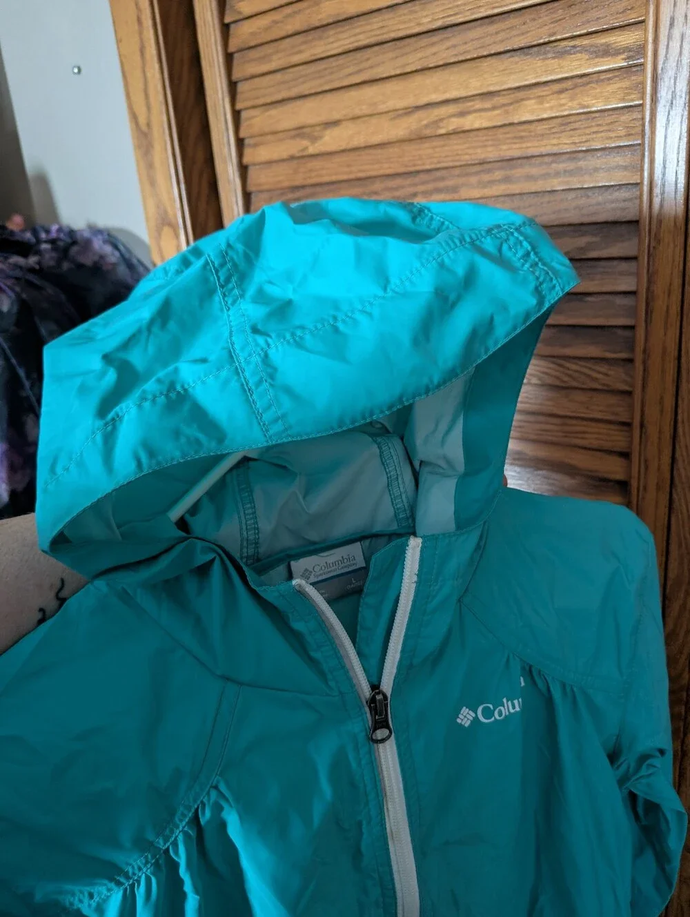 Columbia Youth Raincoat Windbreaker Size Large 14 16 Turquoise